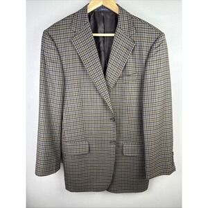 Joseph Abboud Brown/Tan Plaid Check Sport Coat Blazer Wool 40R USA